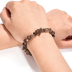 Chips de cuarzo ahumado estiran las pulseras&nbsp;BJEW-JB01308-05