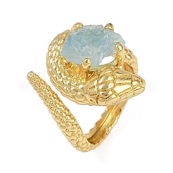 Bagues ouvertes en aigue-marine naturelle serpent&nbsp;RJEW-K286-10G-03