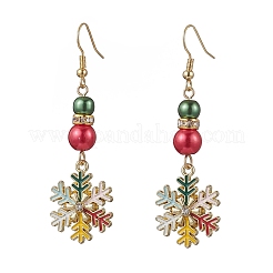 Weihnachts-Schneeflocken-Emaille-Ohrhänger&nbsp;EJEW-TA00697