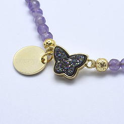 Braccialetti di perline in ametista naturale&nbsp;BJEW-I258-H01
