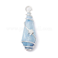 Pendentifs enveloppés de fil de cuivre teints en cristal de quartz naturel galvanisé&nbsp;PALLOY-JF02327-04