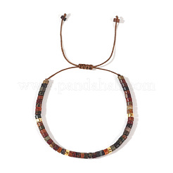 Braccialetti intrecciati con perline di diaspro policromo naturale rotondo piatto/pietra picasso/diaspro picasso&nbsp;XT5417