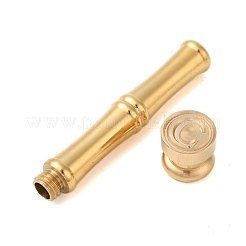 Goldfarbener Wachssiegel-Stempelkopf aus Messing mit bambusstabförmigem Griff&nbsp;LS-STAM-K001-05G-C