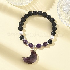 Armbänder mit Anhängern aus natürlichem Amethyst&nbsp;BJEW-JB13705