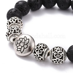 Natürliche Lavagestein runde Perlen ätherisches Öl Angst Aromatherapie Stretch-Armband für Mädchen Frauen Geschenk&nbsp;BJEW-JB07054
