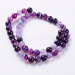 Chapelets de perles rondes en agate à rayures naturelles/en agate à bandes&nbsp;X-G-G582-8mm-05