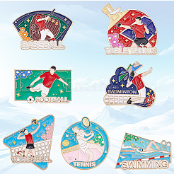 7 Stück 7 Stile Sport-Themen-Legierung Emaille Broschen&nbsp;JEWB-SC0001-69