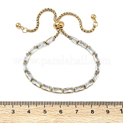 Bracelets coulissants rectangulaires en acier inoxydable 304 et verre&nbsp;BJEW-D456-07G-02