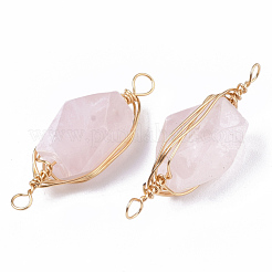 Connecteurs de liens en quartz rose naturel&nbsp;G-T131-04D