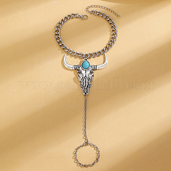 Ringarmbänder aus Legierung und synthetischem Türkis für Damen&nbsp;FS-WG192DC-02