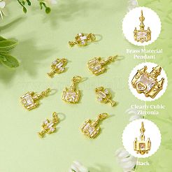 10pcs 2 estilos latón micro pave colgantes de circonita cúbica transparente&nbsp;ZIRC-SZ0005-41