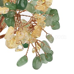 Décorations d'arbre en quartz jaune naturel et copeaux d'aventurine verte&nbsp;DJEW-M012-03A