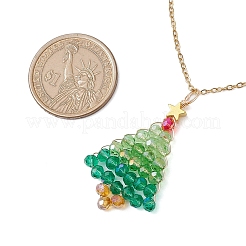 Colliers avec pendentif en verre en forme d'arbre de Noël&nbsp;NJEW-JN05078