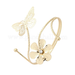 Bracelets manchettes en alliage avec fleurs et papillons pour filles et femmes&nbsp;LS-AJEW-A063-01C-G