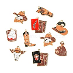 36 stücke 9 arten western cowboy hut stiefel geld tasche schädel legierung emaille anhänger&nbsp;FIND-CJ0004-79