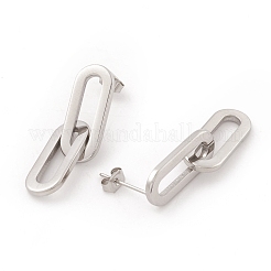 Ineinandergreifende ovale Ohrstecker aus 304 Edelstahl für Damen&nbsp;EJEW-E264-06