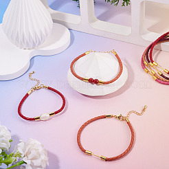 5 pieza de cordón de cuero sintético trenzado redondo de 5 mm en 3 colores para hacer pulseras&nbsp;MAK-TA0001-35A