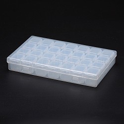 Polypropylen-Kunststoff Perle Lagerbehälter, abnehmbar, 28 Fächer, Rechteck, Transparent, 175x108x26 mm