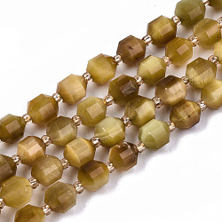 Brins de perles d'oeil de tigre d'or naturel, ronde, facette, 6x5.5mm, Trou: 1mm, Environ 52 pcs/chapelet, 14.96 pouce (38 cm)