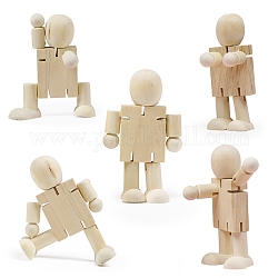 Незаконченная деревянная кукла, механическая фигурка робота, для детской живописи, старинный белый, 7x3.7x11 см