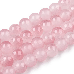 Baking Painted Imitation Jade Glass Round Bead Strands, Two Tone, Pink, 6~6.5mm, Hole: 1mm, about 138~141pcs/strand, 30.71~31.10 inch(78~79cm)