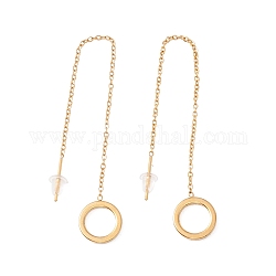 Lunga catena con orecchini pendenti ad anello aperto, 304 filo per orecchio in acciaio inossidabile per donna, oro, 101mm, ago :1mm