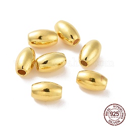 925 cuentas de plata esterlina, barril, dorado, 8x5mm, agujero: 2 mm, aproximamente 34 unidades / 10 g