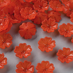 Прозрачные матовые шарики из акрилового шарика, 5-лепесток, цветок, оранжево-красный, 16.5x6 мм, отверстие : 1.6 мм, Около 959 шт / 500 г