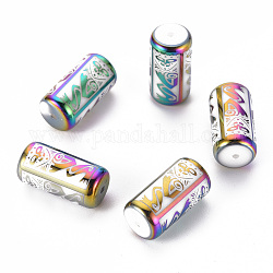 Electroplate Glass Beads, Column, Colorful, 20x10mm, Hole: 1.2mm, 50pcs/bag