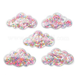 Cabochon di plastica con paillettes delle sabbie mobili, per ornamento per capelli e accessorio per costumi, nuvola, colorato, 7.7x4.7cm
