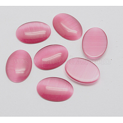 Cat Eye Cabochons, Oval, Hot Pink, 10x8x2.5mm