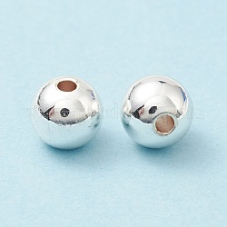 Cremagliera perle di ottone di placcatura,  cadmio& piombo libero, tondo, argento, 7.8x7mm, Foro: 2 mm