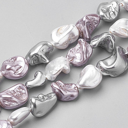 Shell Pearl Beads Strands, Nuggets, Dyed, Gray, 15~26x10~20x8~15mm, Hole: 0.8mm, about 20~25pcs/strand, 15.7 inch