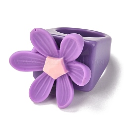 Акриловые перстни, квадрат с цветком из смолы, фиолетовые, размер США 7 3/4 (17.9 мм), 7~19.5 мм, внутренний диаметр: 18 мм
