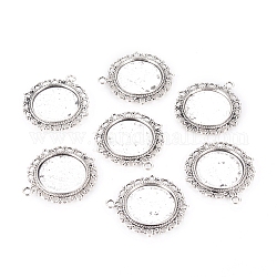 Zinc Alloy Pendant Settings for Cabochon & Rhinestone, DIY Findings for Jewelry Making, Flat Round, Lead Free and Cadmium Free, Antique Silver, 33.5x30x1.4mm, Hole: 2mm