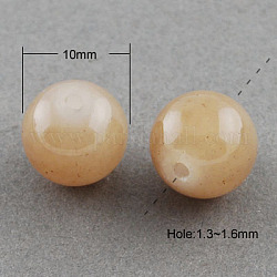 Imitation Jade Glass Beads Strands, Spray Painted, Round, Tan, 10mm, Hole: 1.3~1.6mm, about 80pcs/strand, 31.4 inch