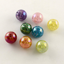 Couleur ab crépitement transparente acrylique perles rondes, couleur mixte, 20mm, Trou: 2.5mm, environ 108 pcs/500 g