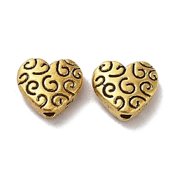 Perline in lega stile tibetano,  cadmio& piombo libero, cuore, oro antico, 8.5x9x6.5mm, Foro: 1.5 mm, circa 1111pcs/1000g