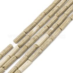 Chapelets de perles en bois pétrifié naturel, colonne, 13~14x4mm, Trou: 1.2mm, Environ 29~30 pcs/chapelet, 15.16''~15.75'' (38.5~40 cm)