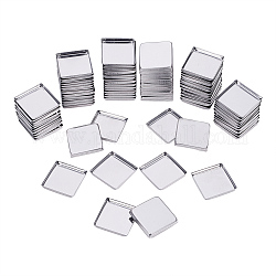 Iron Plain Edge Bezel Cups, Cabochon Settings, Square, Platinum, Tray: 25x25mm, 26x26x3.5mm