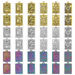 CHGCRAFT 36Pcs 18 Style Zinc Alloy Pendants, Rectangle with Tarot Charm, Mixed Color, 23.3~23.5x14~14.5x1.5mm, Hole: 1.8mm, 2pcs/style