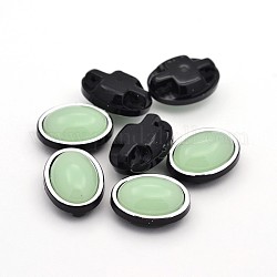 Cucire su acrilico taiwan, accessori d'abbigliamento , ovale, verde chiaro, 13x11x7mm, Foro: 1 mm