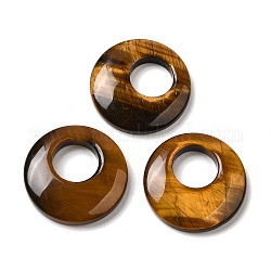 Ciondoli d'occhio di tigre naturale, ciondoli per disco ciambella/pi, 27.5~28x4.5~5.5mm