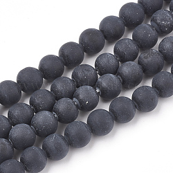 Natürlichen Obsidian Perlen Stränge, matt, Runde, 6 mm, Bohrung: 1 mm, ca. 63 Stk. / Strang, 15.5 Zoll