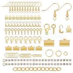 PH PandaHall 300pcs Jewelry Making Kits Golden Earring Making Kits Earring Hooks with Lobster Claw Clasps Jump Rings Eye Pin Bead Tips Twist Chains for Earring Bracelet Necklace Jewelry DIY Crafts