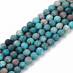 Fili di perline di turchese americano naturale, smerigliato, tinti e riscaldato, tondo, cielo blu, 6mm, Foro: 1 mm, circa 59~60pcs/filo, 15.16' (38.5 cm)