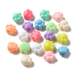 Perles acryliques opaques, empreinte de patte, couleur mixte, 16x18.5x12.5mm, Trou: 3mm, environ 226 pcs/500 g
