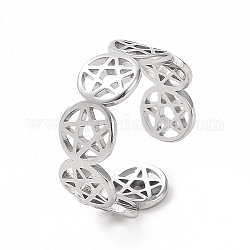 304 anillo abierto de acero inoxidable con estrella de david para mujer, color acero inoxidable, nosotros tamaño 6 (16.5 mm)