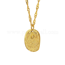 Strukturierte ovale Halsketten aus Edelstahl, Doppelgliederketten für Damen, echtes 18k vergoldet, 16-1/8 Zoll (41 cm)
