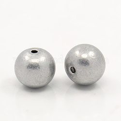 Aluminum Beads, Round, Gray, 6mm, Hole: 1.2mm, about 2000pcs/bag